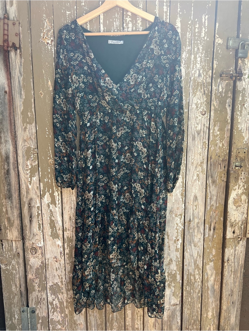 Elena Baldi Women's Dark Green Floral High-Low Dress